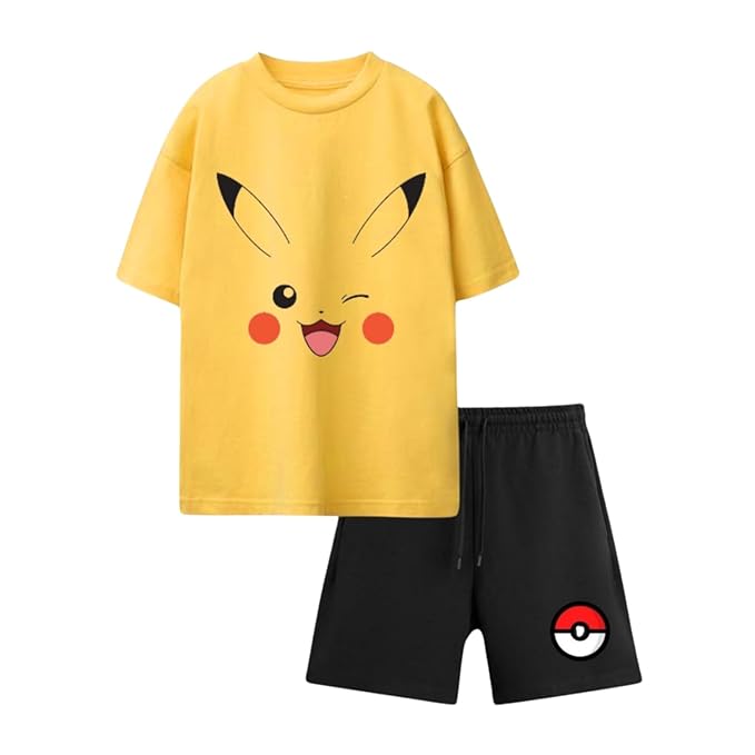 Nap Chief Unisex Kids Cotton Official Characters Printed Co ord Sets for Boys & Girls, T Shirt and Shorts for Casual Wear Copy