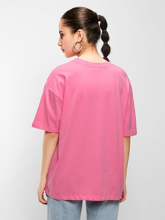 Bewakoof Official Disney Merchandise Hakuna Matata Women's 100% Cotton Graphic Print Oversized Fit Round Neck T-Shirt