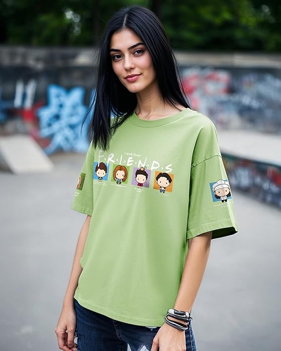 Bewakoof Women Cotton Graphic Oversized Fit T-Shirt