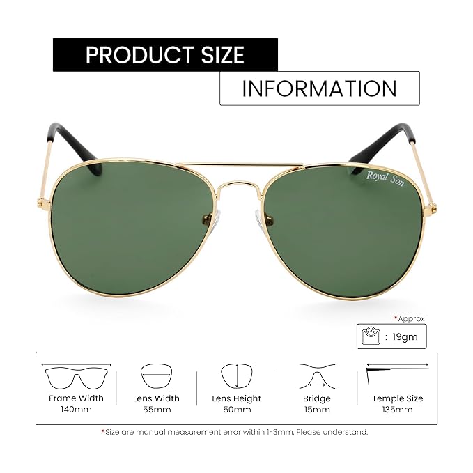 ROYAL SON UV Protected Aviator Unisex Sunglasses