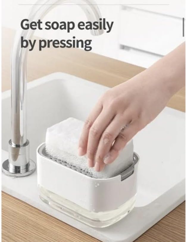 Oslen Plastic 2 in 1 Soap Dispenser for Kitchen with Sponge Holder 400 Ml