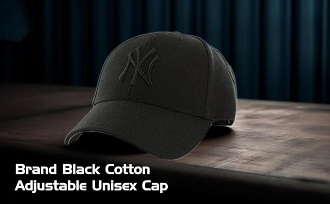 SELLORIA Brand Black Cotton Adjustable Unisex Cap