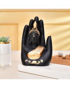 Craftvatika Golden Handcrafted Palm Buddha Idol for Home
