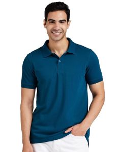 Symbol Men's Solid Cotton Rich Polo T Shirt-15-18-Blue-S