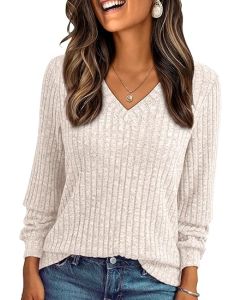 AUTOMET Womens V Neck Long Sleeve Shirt Fall Fashion Tops Tunic Dressy Casual Sweater Clothes Cute Trendy Work Outfits 2025 